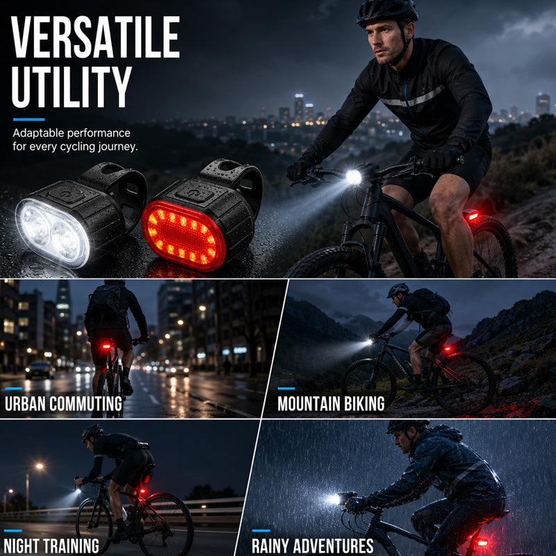 USB Rechargeable Bike Light Set