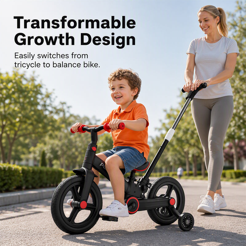 4-in-1 Convertible Kids Tricycle Balance Bike Stroller