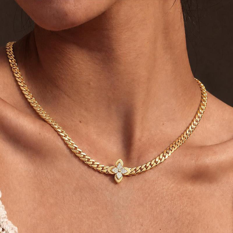 Elegant Stainless Steel Flower Pendant Jewelry