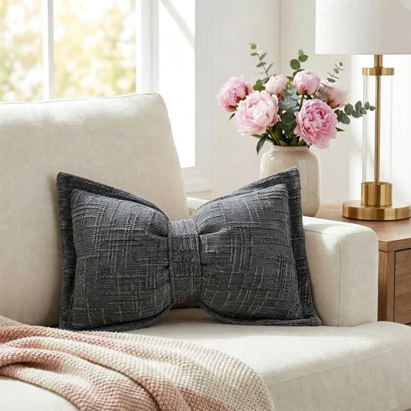 🛋️ Soft Chenille Bow-Shaped Throw Pillow – Ultra-soft, plush & decorative – Perfect for sofas, beds & cozy corners ✨