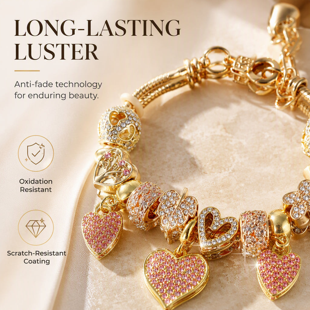 DIY Beaded Detachable Heart Charm Bracelet