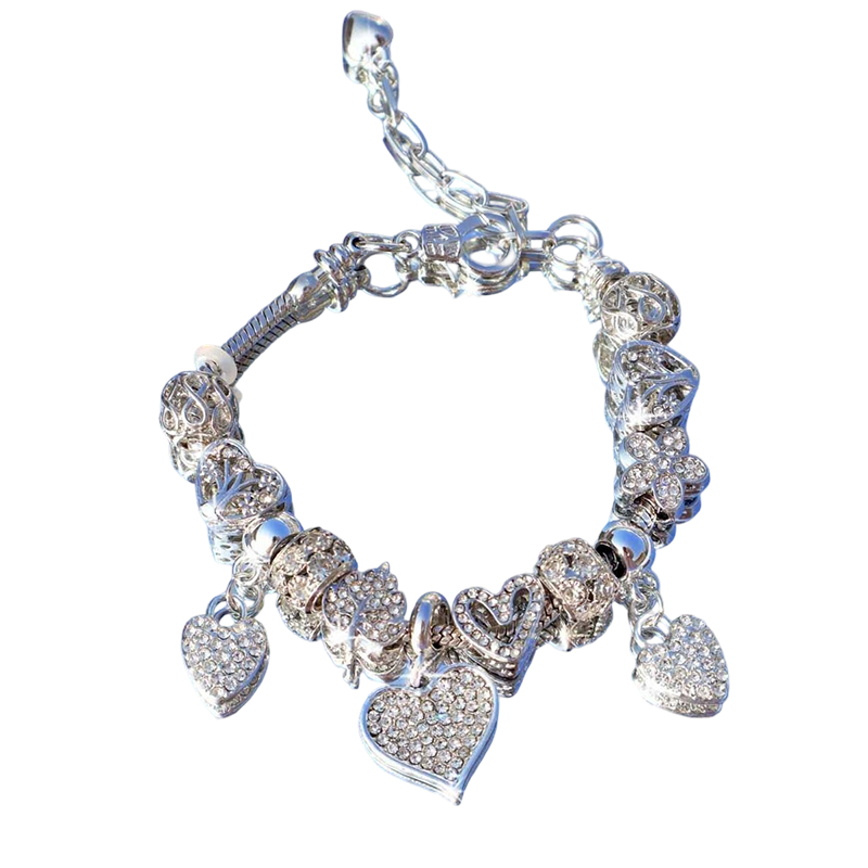 DIY Beaded Detachable Heart Charm Bracelet