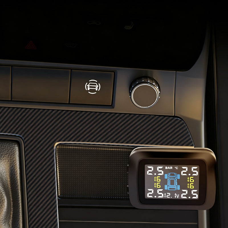 ⚡ Cigarette Lighter TPMS – 4 External Sensors Tire Pressure Monitoring System, Real-Time Display with Alarm, Plug-and-Play