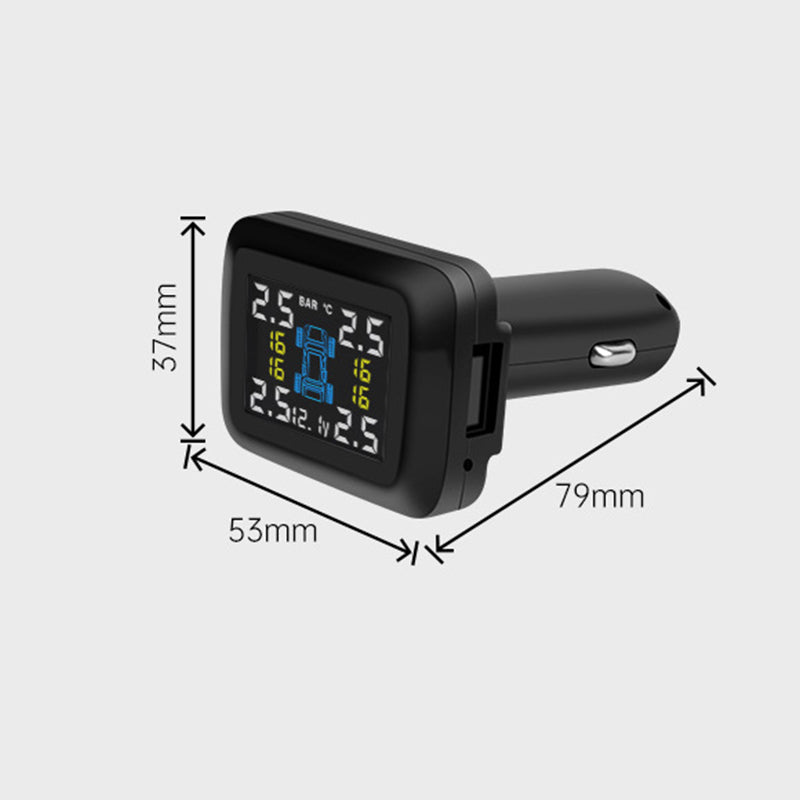 ⚡ Cigarette Lighter TPMS – 4 External Sensors Tire Pressure Monitoring System, Real-Time Display with Alarm, Plug-and-Play