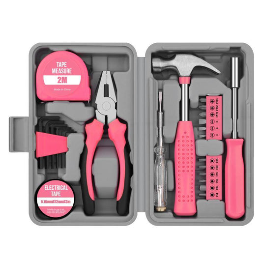 📢📢50% RABATT !!⏰Portable 24-Piece Household Tool Kit – Storage Case Included, Hammer, Screwdriver, Pliers, Tape Measure & Bits for DIY Home Repairs