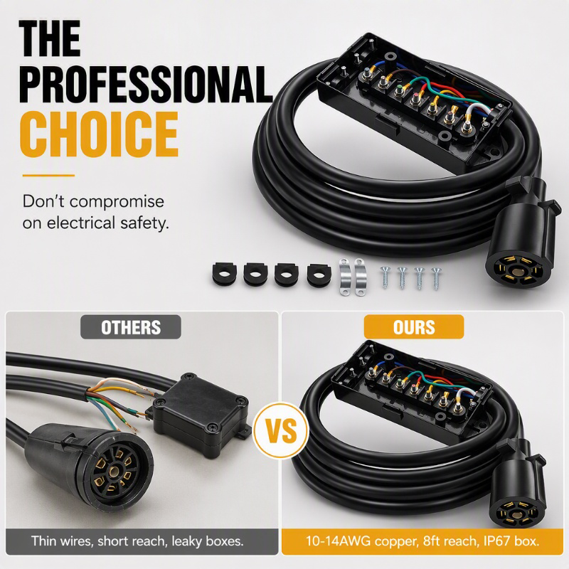 7-Way Trailer Wiring Harness with Weatherproof Junction Box