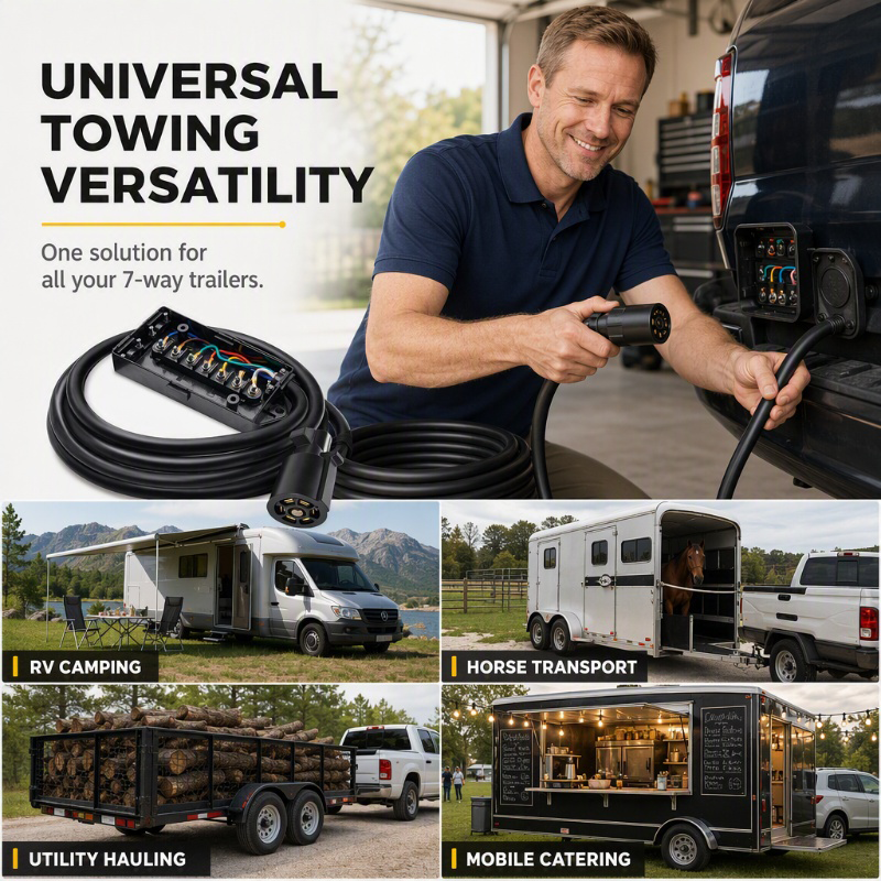 7-Way Trailer Wiring Harness with Weatherproof Junction Box