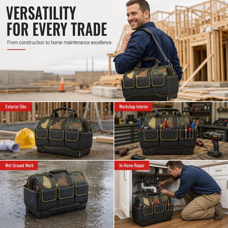 🧰🔧Heavy-Duty Waterproof Tool Bag with Hard Bottom
