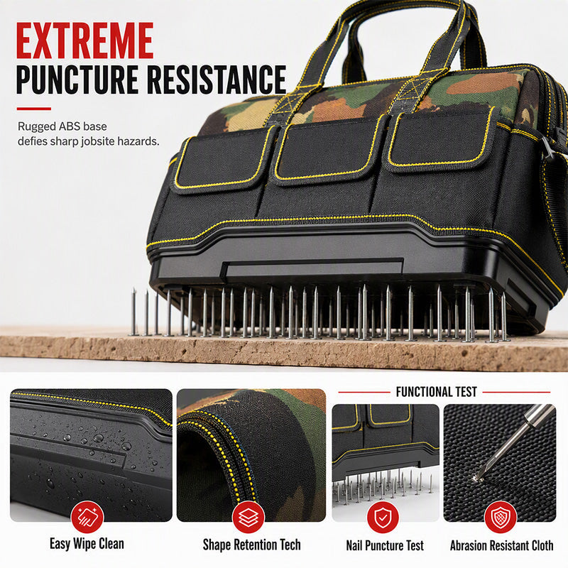 🧰🔧Heavy-Duty Waterproof Tool Bag with Hard Bottom