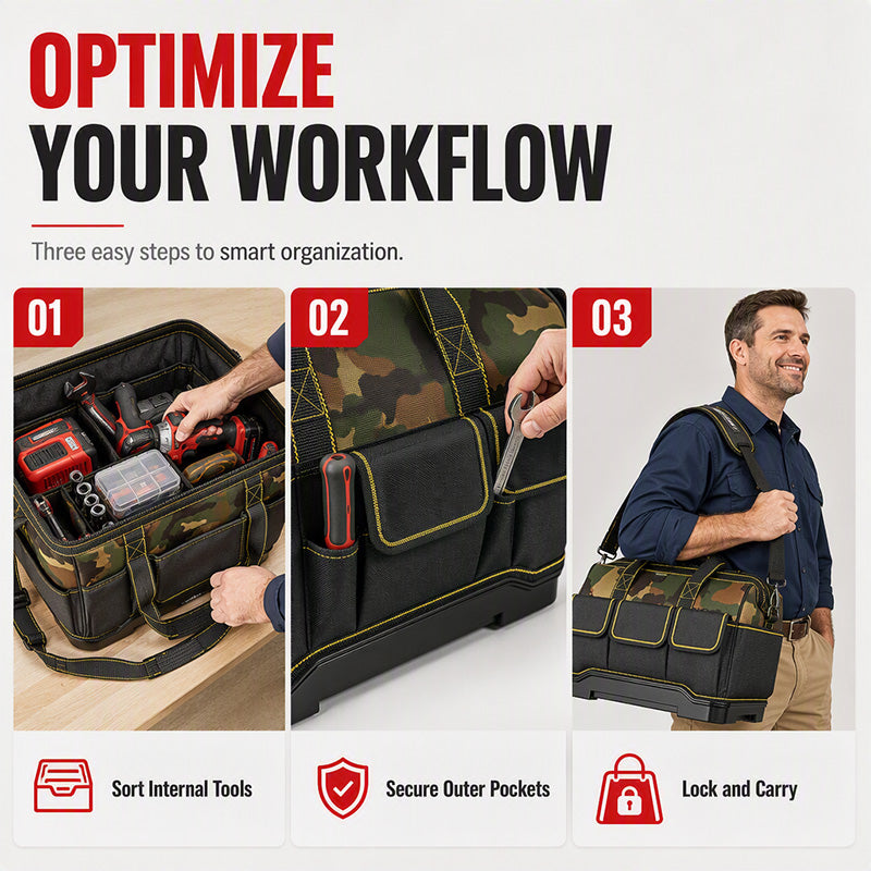 🧰🔧Heavy-Duty Waterproof Tool Bag with Hard Bottom