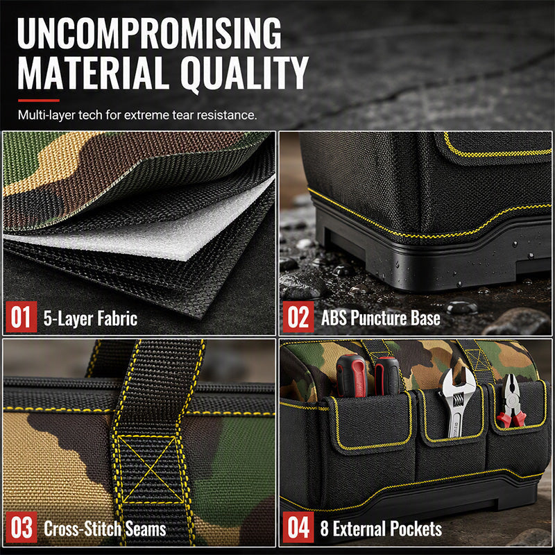 🧰🔧Heavy-Duty Waterproof Tool Bag with Hard Bottom