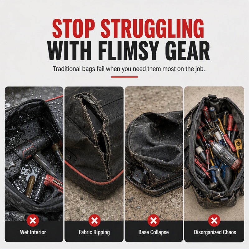 🧰🔧Heavy-Duty Waterproof Tool Bag with Hard Bottom