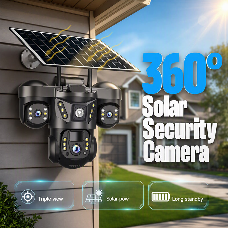 📹Triple Lens Solar WiFi Security Camera