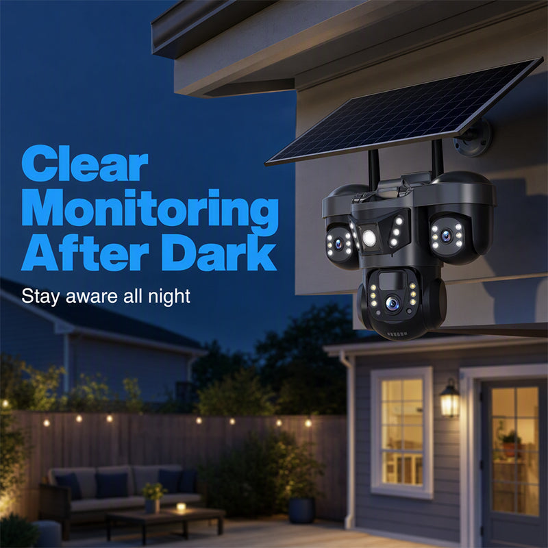 📹Triple Lens Solar WiFi Security Camera