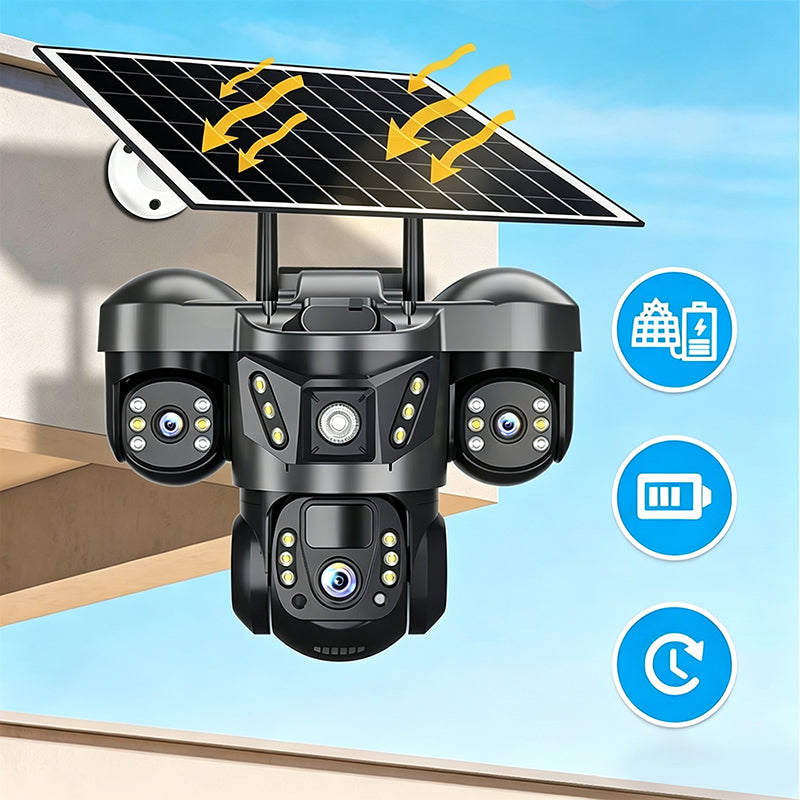 📹Triple Lens Solar WiFi Security Camera