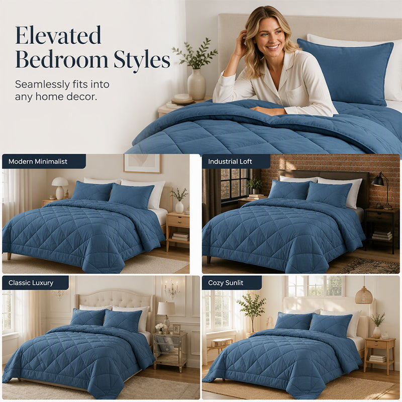3-Piece Quilted Comforter Set with Shams