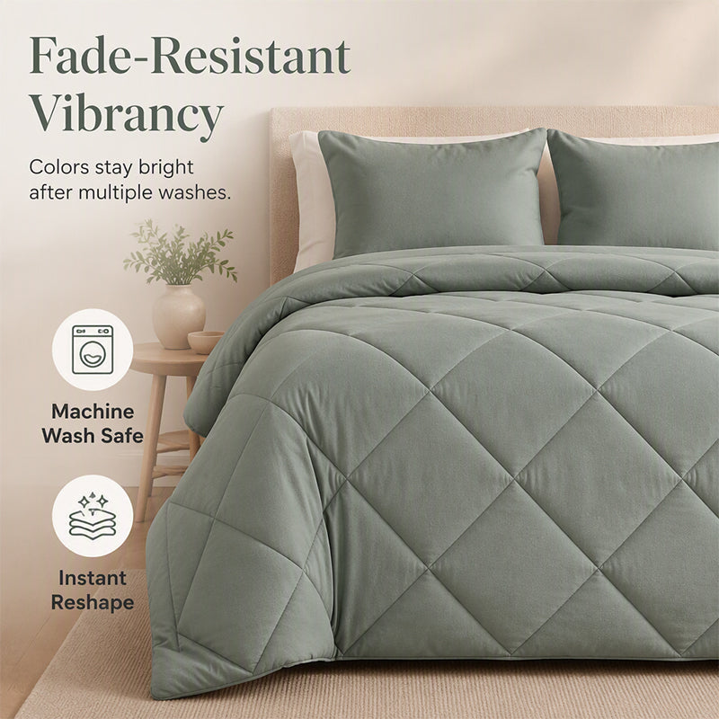 3-Piece Quilted Comforter Set with Shams