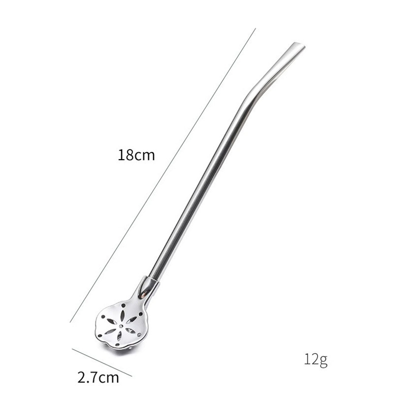 304 Stainless Steel 2-in-1 Straw Spoon