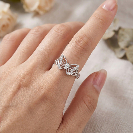 Refined Delicate Butterfly Accent Ring