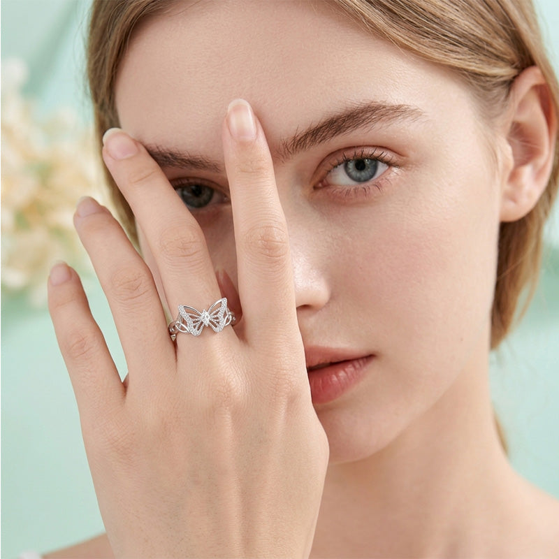 Refined Delicate Butterfly Accent Ring