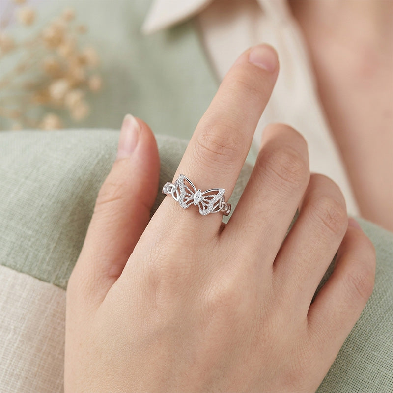 Refined Delicate Butterfly Accent Ring