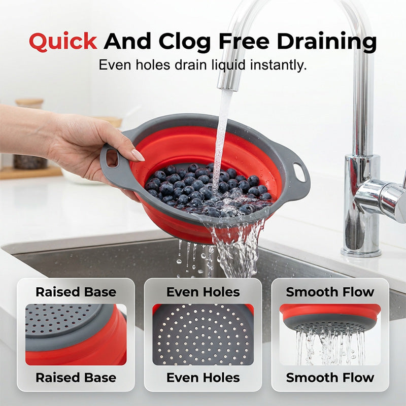 Collapsible Kitchen Colander Space Saving Vegetable Fruit Drain Basket