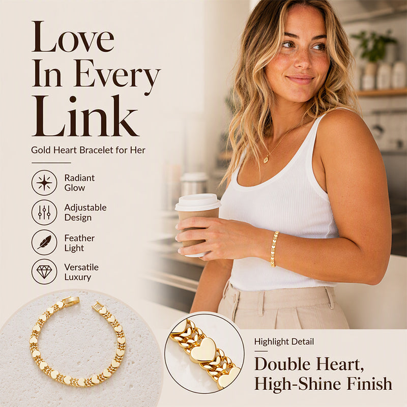 Women's Elegant Heart Link Bracelet