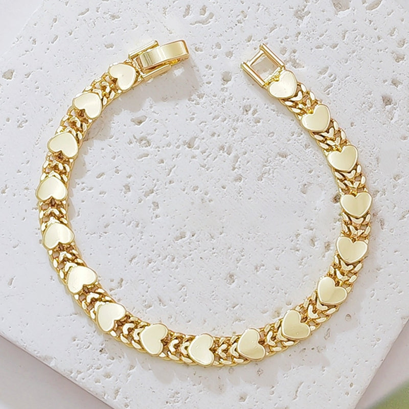 Women's Elegant Heart Link Bracelet