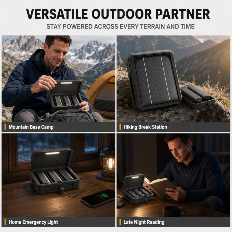 4-Slot Solar Lithium Battery Charger