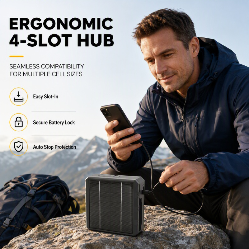 4-Slot Solar Lithium Battery Charger