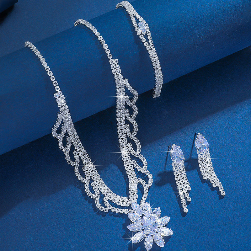 Elegant Lotus Rhinestone Jewelry Set