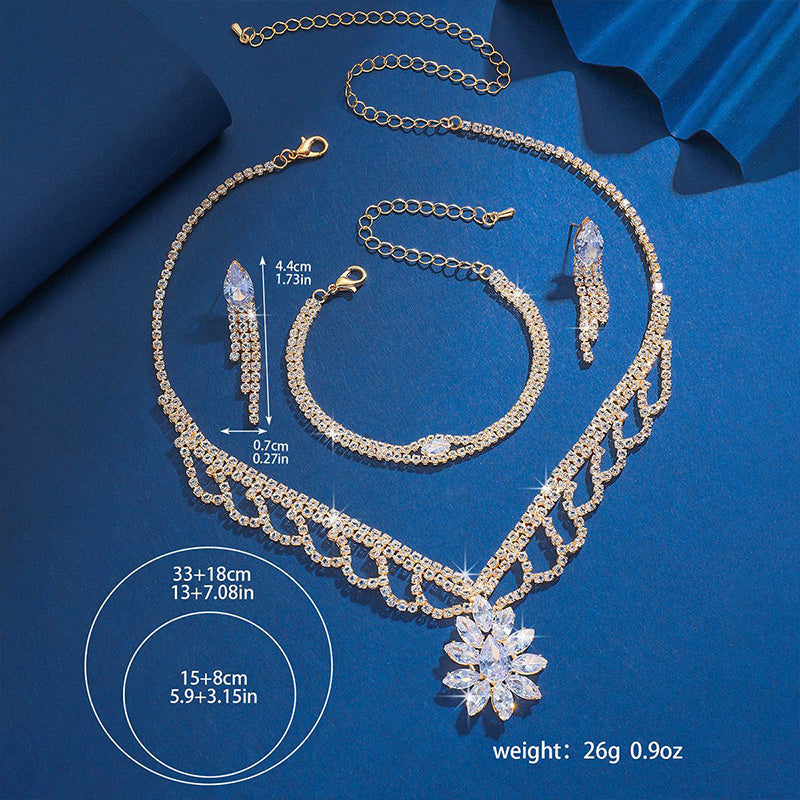 Elegant Lotus Rhinestone Jewelry Set