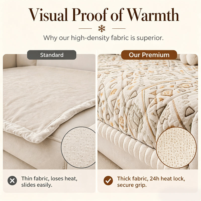 Plush Winter Non-Slip Sofa Cover & Pillowcase