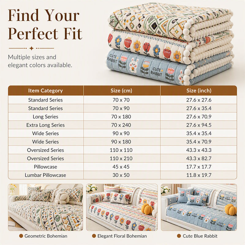 Plush Winter Non-Slip Sofa Cover & Pillowcase