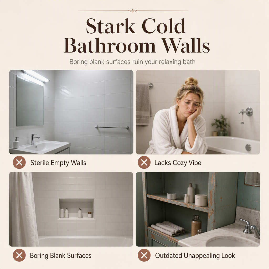 🎉 2026 Sale — Over 13,000 Sold!🛁 4‑Piece Farmhouse Bathroom Wall Decor Set‑3D Cutout Poplar Wood Wall Signs 🧱✨