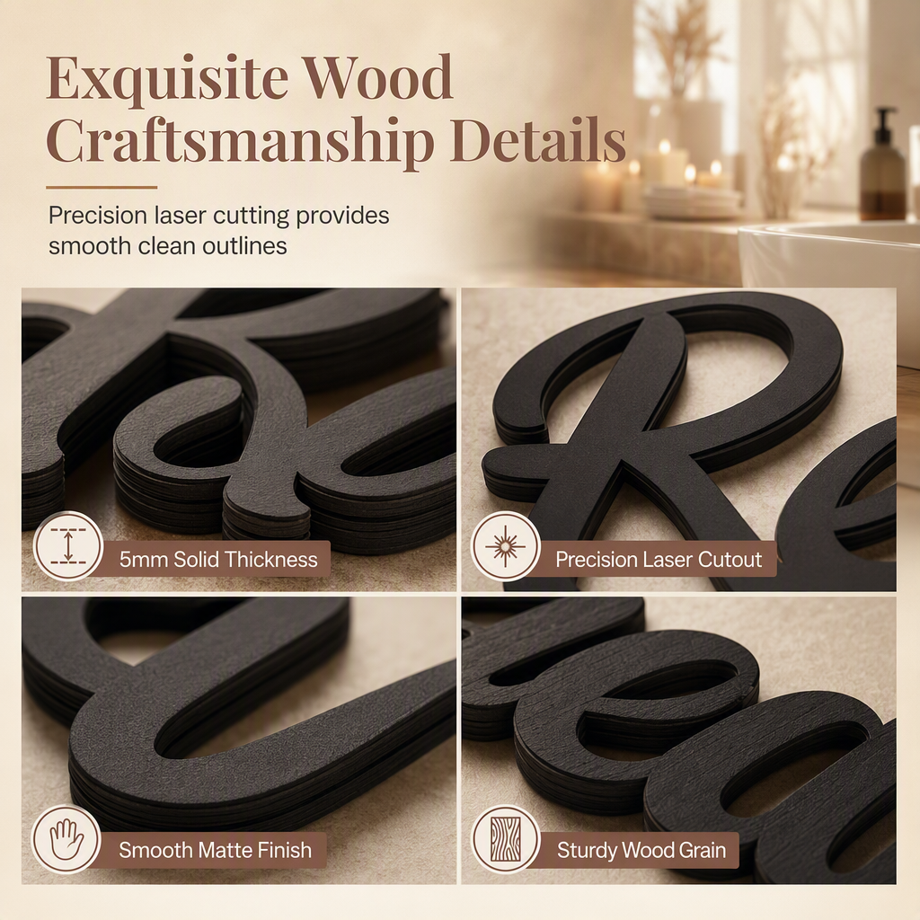 🎉 2026 Sale — Over 13,000 Sold!🛁 4‑Piece Farmhouse Bathroom Wall Decor Set‑3D Cutout Poplar Wood Wall Signs 🧱✨