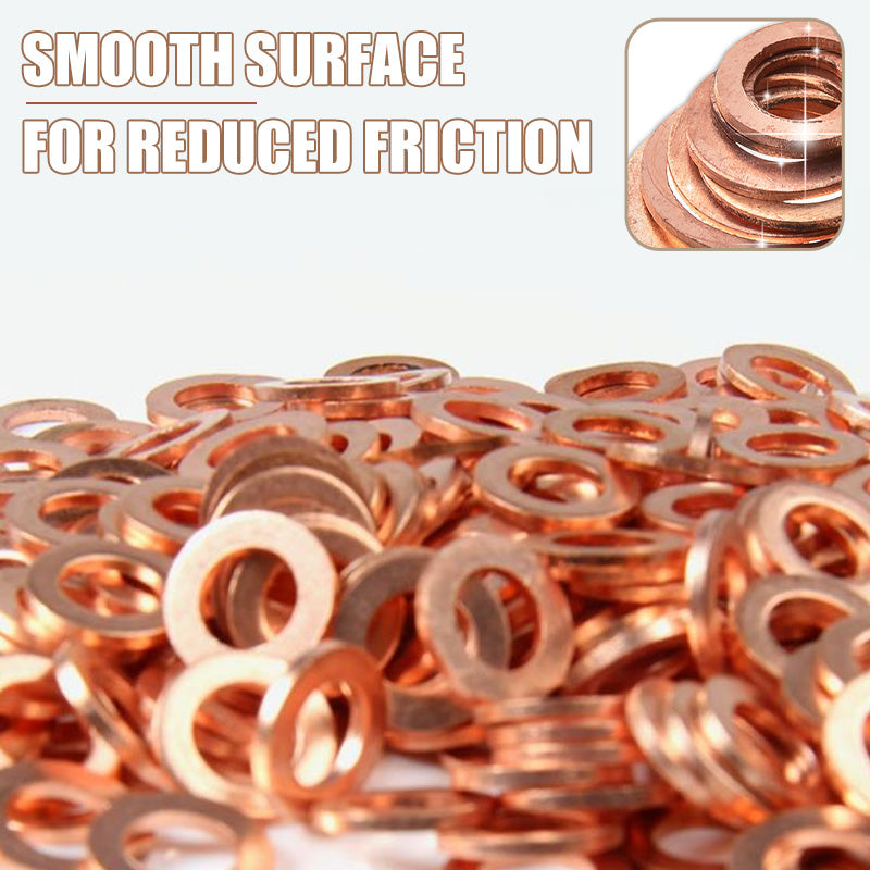100/200 PCS Copper Flat Washer Assortment Kit
