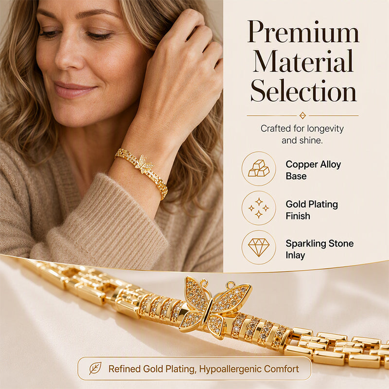 18K Gold Plated Butterfly Link Bracelet