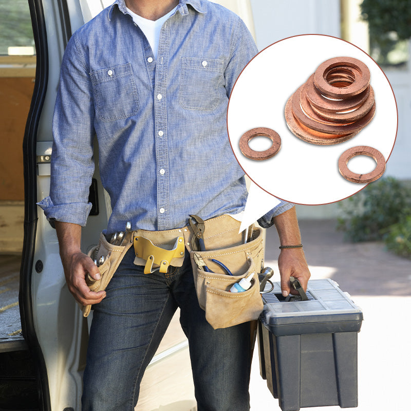 100/200 PCS Copper Flat Washer Assortment Kit