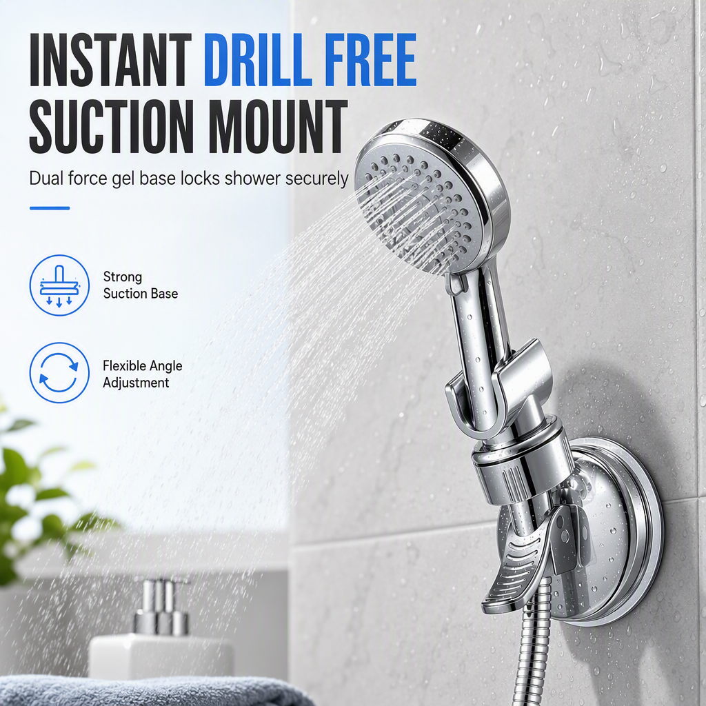 💦 LIMITED‑TIME 40% OFF! ✨ Adjustable Suction Cup Shower Head Holder – Drill‑Free, Multi‑Angle, Strong Suction Grip ✨