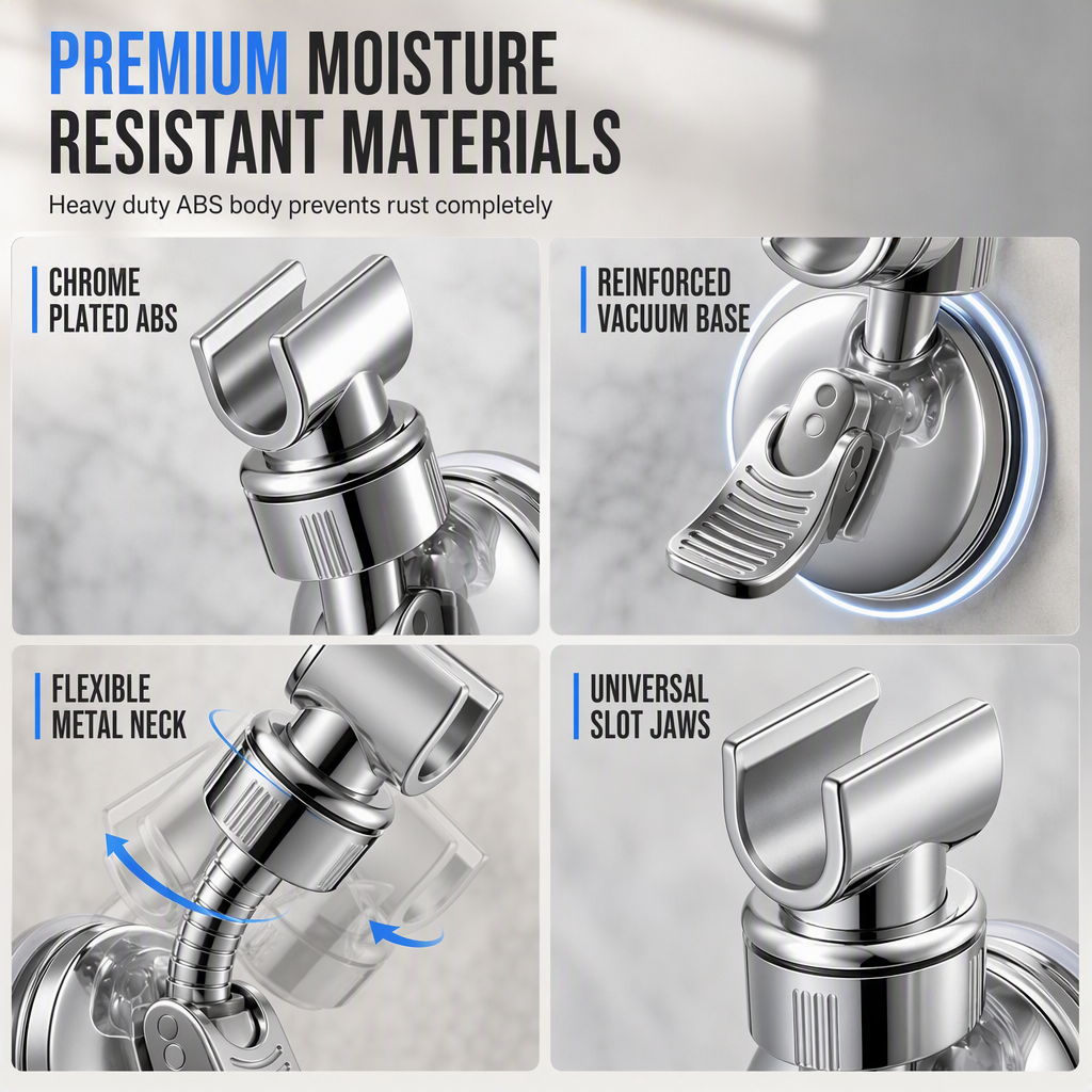 💦 LIMITED‑TIME 40% OFF! ✨ Adjustable Suction Cup Shower Head Holder – Drill‑Free, Multi‑Angle, Strong Suction Grip ✨