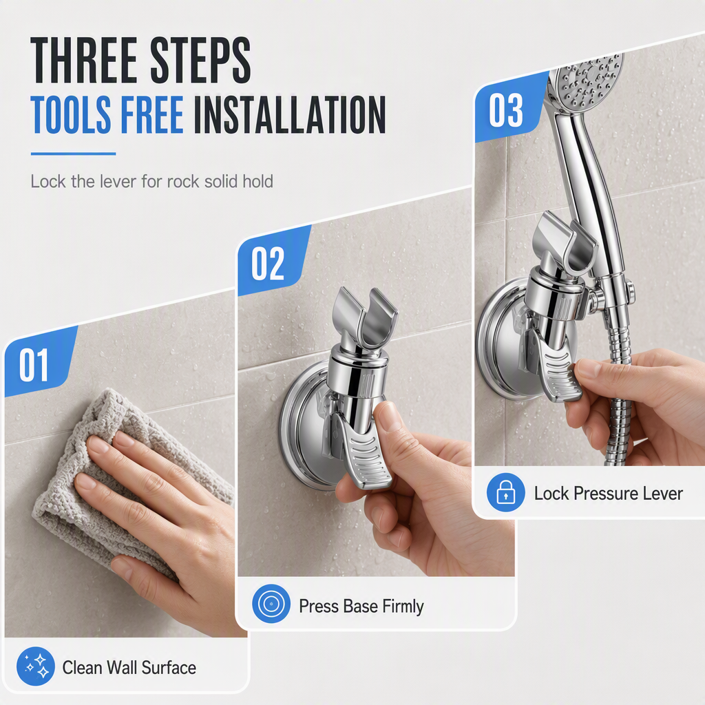 💦 LIMITED‑TIME 40% OFF! ✨ Adjustable Suction Cup Shower Head Holder – Drill‑Free, Multi‑Angle, Strong Suction Grip ✨