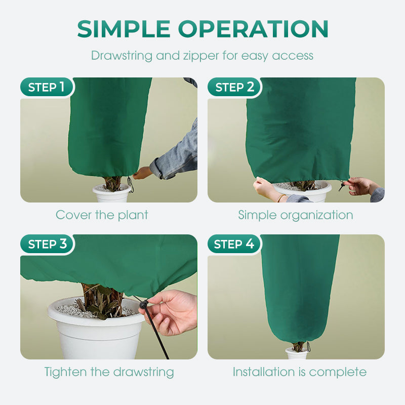 Freeze Protection Winter Plant Cover with Zipper & Drawsting