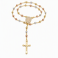 Retro Gold Tone Virgin Mary Crucifix Cross Pendant Necklace with Beaded Y-Chain