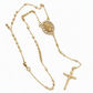 Retro Gold Tone Virgin Mary Crucifix Cross Pendant Necklace with Beaded Y-Chain