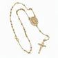 Retro Gold Tone Virgin Mary Crucifix Cross Pendant Necklace with Beaded Y-Chain