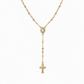 Retro Gold Tone Virgin Mary Crucifix Cross Pendant Necklace with Beaded Y-Chain