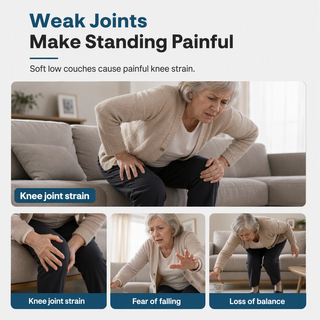 Sofa Stand Assist Rail for Elderly Stainless Steel Sit to Stand Support Frame Grab Bar Mobility Aid