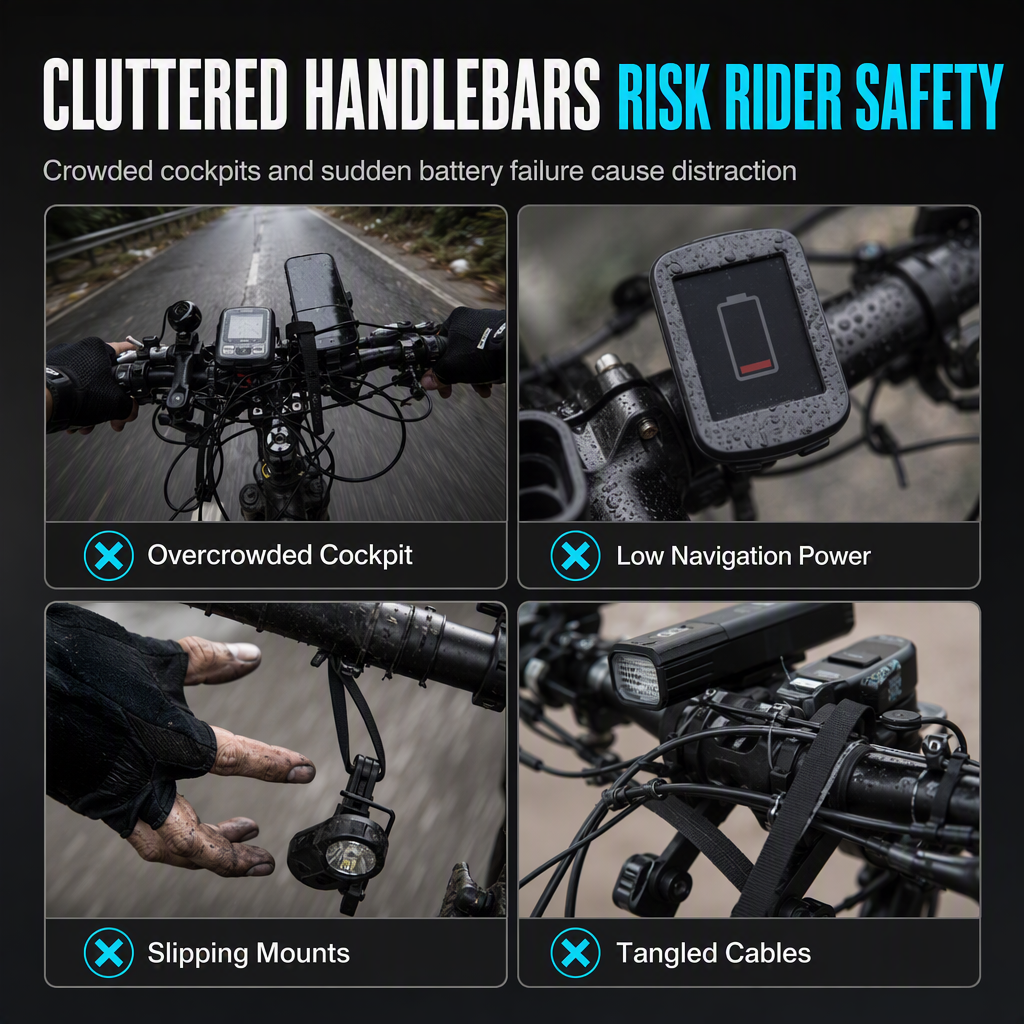 Bicycle Handlebar Extender Bracket with USB Power Bank Function and Bike Light Flashlight Mount