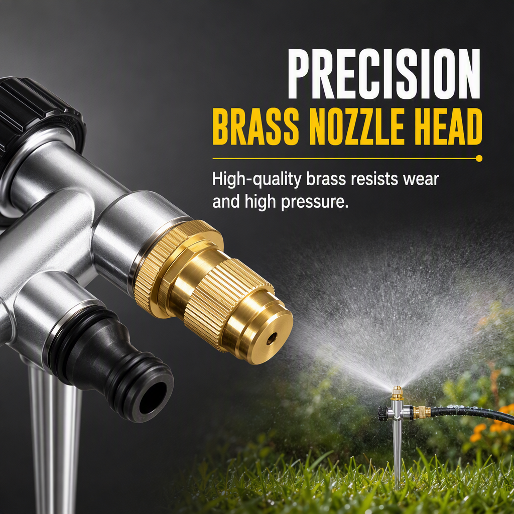 Automatic Rotating Lawn Sprinkler with Alloy Ground Spike and Copper Nozzle Garden Irrigation Tool Set